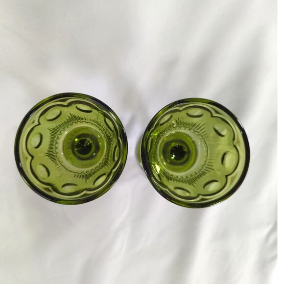 2 MCM Bartlett Collins St. Genevieve Green Wine Brandy Cordial Glasses - Picture 3 of 5